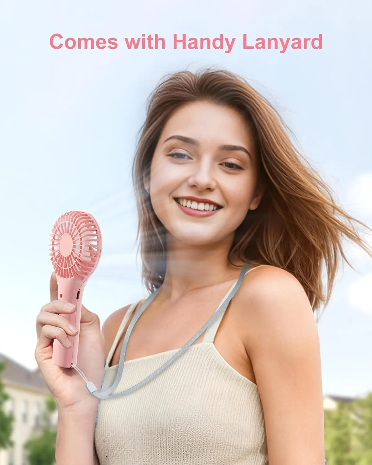 TriPole Portable Handheld Fan Mini Personal Fan 3 Speeds, Powerful Little Battery Hand Held Fans for Travel Trip Outdoor Concerts, Cute Small Rechargeable Lash Fans for Makeup Skincare Drying, Pink