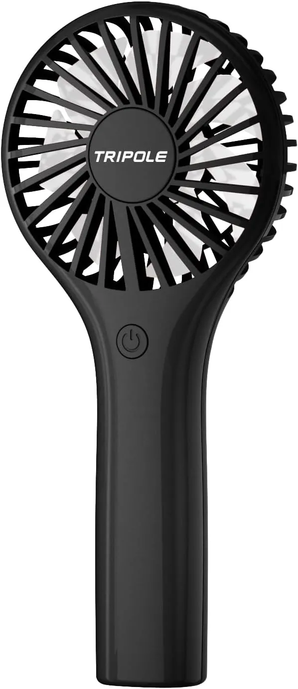 TriPole Portable Handheld Fan Mini Personal Fan with 3 Speeds, Powerful Little Battery Hand Held Fan for Travel Outdoor Concerts, Cute Small Rechargeable Lash Fan for Makeup Skincare Drying, Black Mini handheld fan for personal cooling