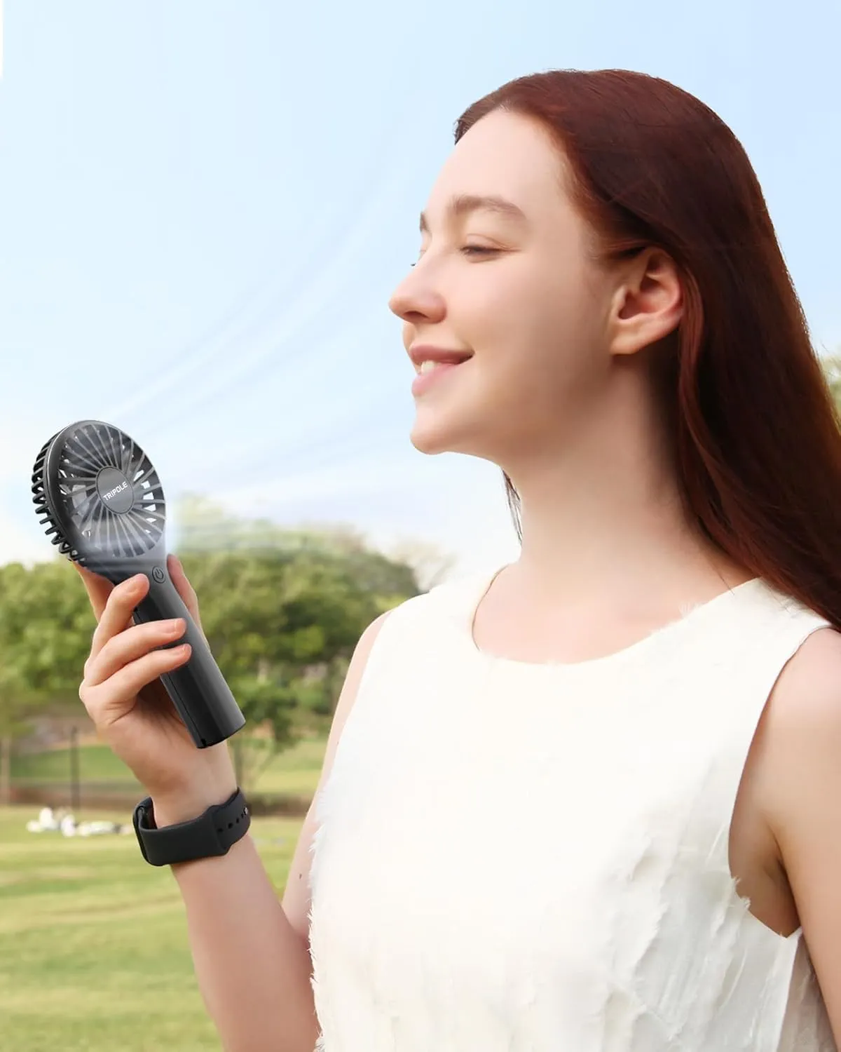 TriPole Portable Handheld Fan Mini Personal Fan with 3 Speeds, Powerful Little Battery Hand Held Fan for Travel Outdoor Concerts, Cute Small Rechargeable Lash Fan for Makeup Skincare Drying, Black