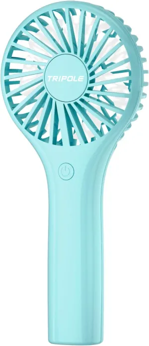 TriPole Portable Mini Personal Fan with 3 Speeds, Powerful Battery for Travel, Outdoor, Concerts & Makeup, Cyan Mini handheld fan for personal cooling