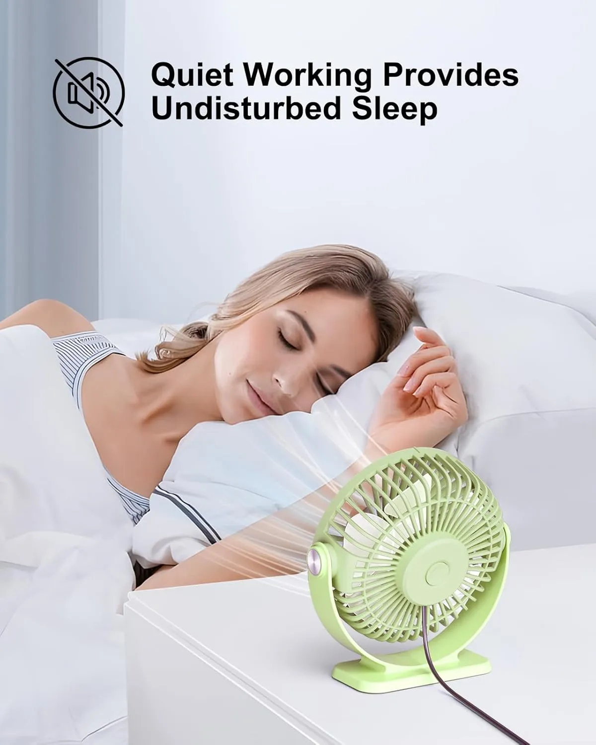 TriPole Small Desk Fan USB Powered Personal Portable Fan, Strong Airflow 3 Speeds Mini Fans 360Rotation 5.1 Inch Quiet Table Fans for Home Office Bedroom Desktop Travel, Green, 4.9ft Cable