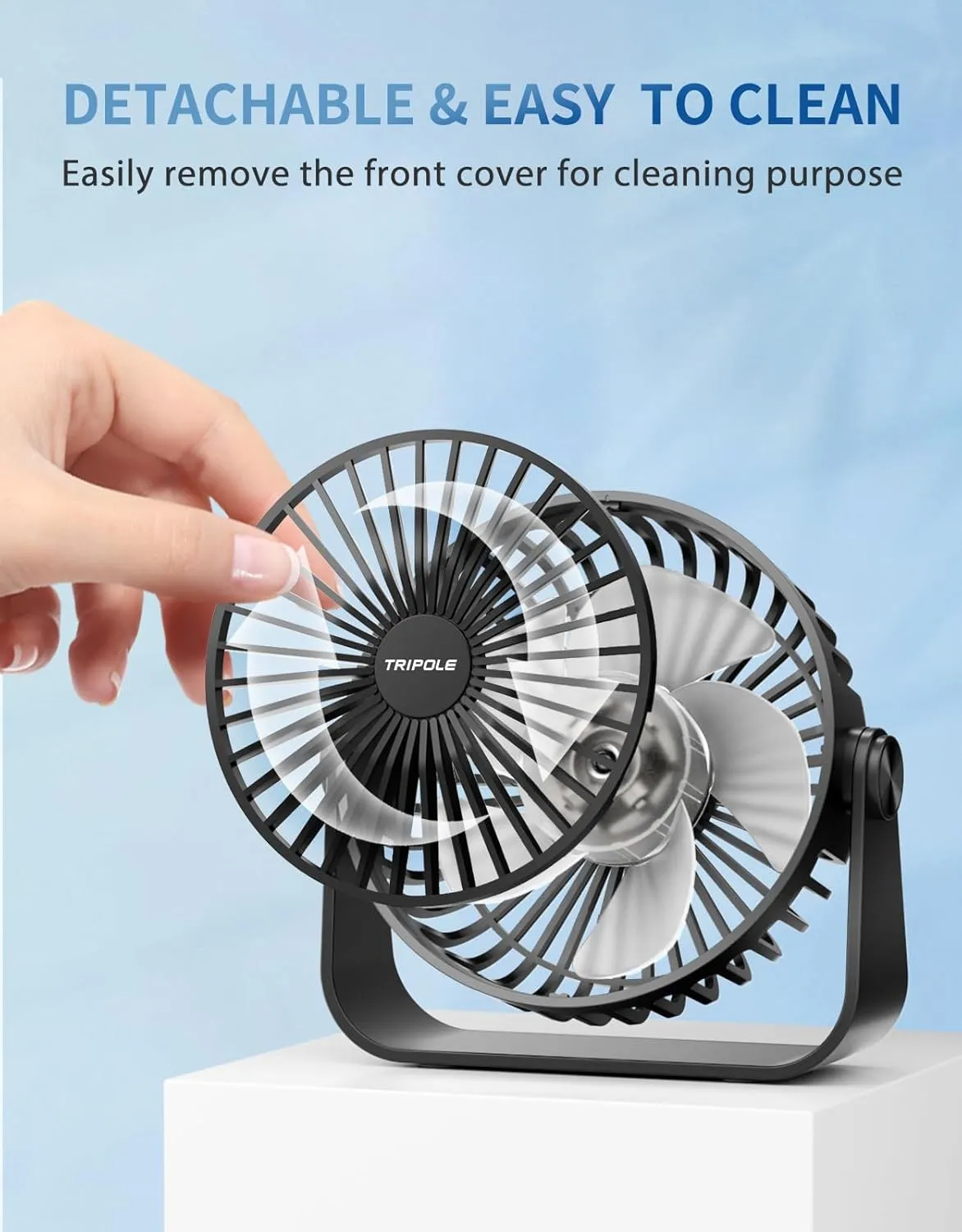 TriPole USB Desk Fan 4.5 Inches Portable Mini Fan Powerful 3 Speeds Wind Personal Desktop Fan with 360 Head Rotation for Home Office Car Indoor Outdoor 2 Pack Black