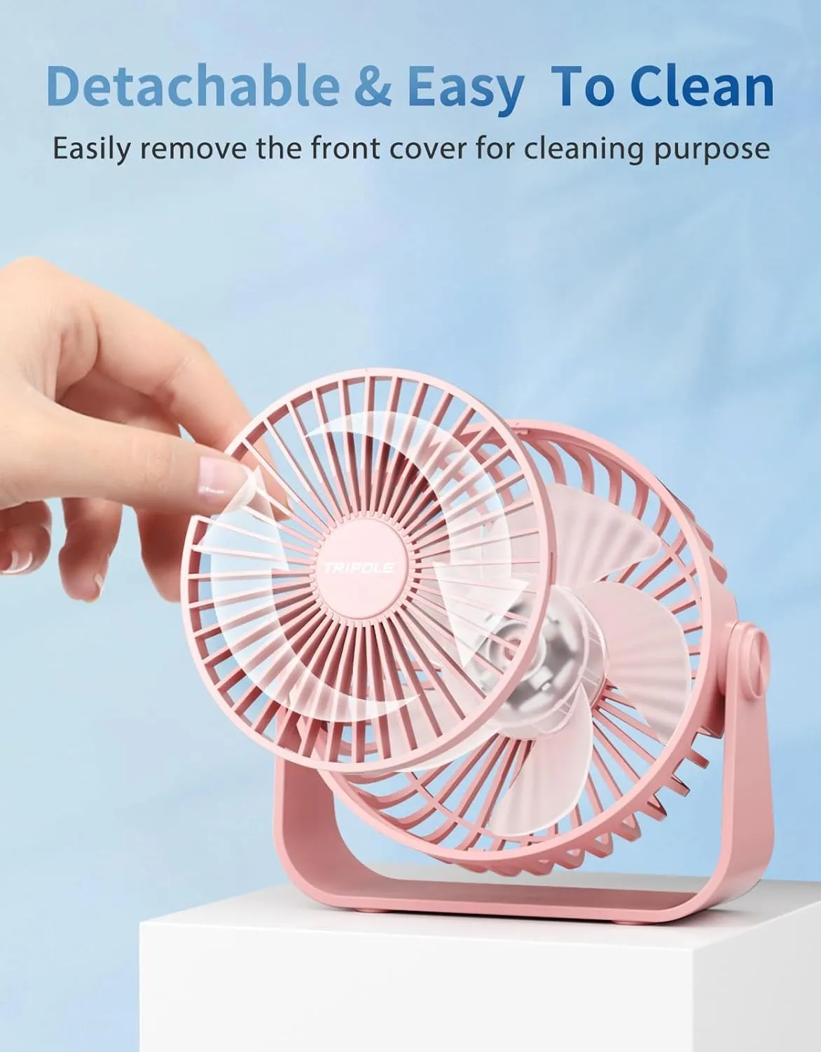 TriPole USB Desk Fan 4.5 Inches Portable Mini Fan Powerful 3 Speeds Wind Personal Desktop Fan with 360 Head Rotation for Home Office Car Indoor Outdoor Pink