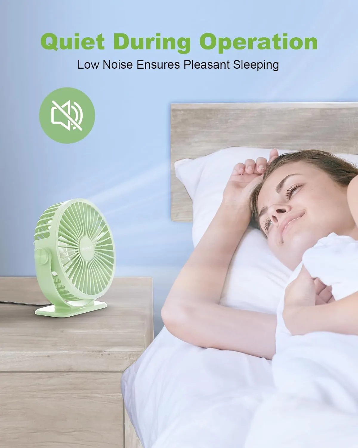 TriPole USB Desk Fan Mini Portable Fan, 3 Speeds Strong Breeze Small Electric Fans, 360 Rotation Quiet Plug In Personal USB Fans for Desktop Bedroom Office Table Travel Cruise, Green, 4.5in