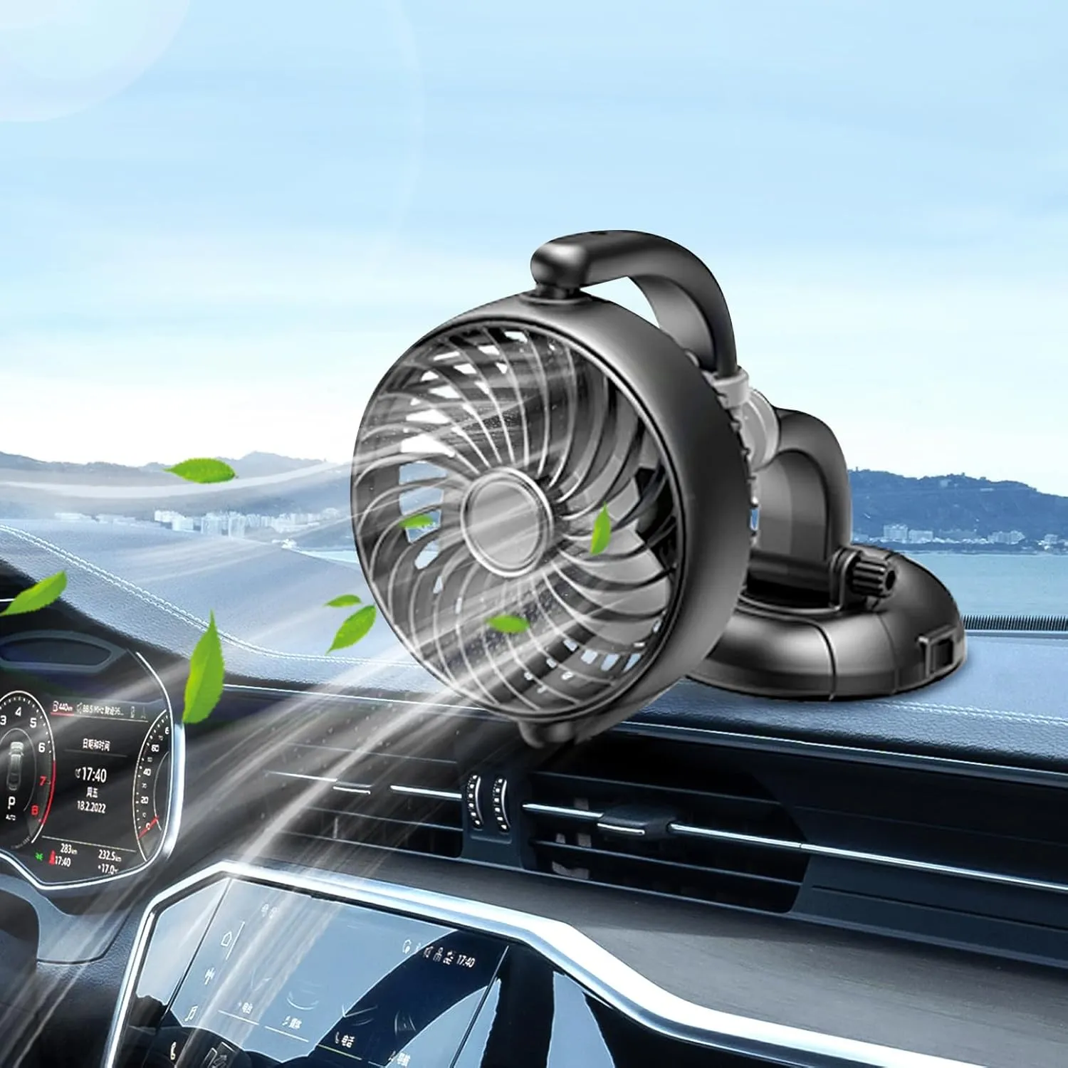 Trustnice Car Fan, Portable USB Cooling Fan with Brushless Motor - Low Noise, 360 Degree Rotation, 3 Speeds Strong Wind, for Car Dashboard, Desk Fan for SUV/RV/Truck/Sedan/Cruise/Office 360-degree rotating fan for home use