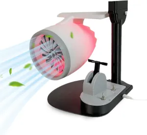 Turbofan Desk Fan, 2-in-1 Cooling Fan Humidifier, Creative Turbo Desktop Fan with Light Water Tank for Office, Bedroom, Kitchen, Home, Outdoor White Desktop fan with humidification feature