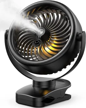 TYZU 7 Inch Portable Misting Fan 4000mAh Battery 360 Rotatable 130mlTank 4 Speeds and Timer, Fan for Baby, Office,Travel,Treadmill, Outdoors Camping,Golf Cart 360-degree rotating fan for home use