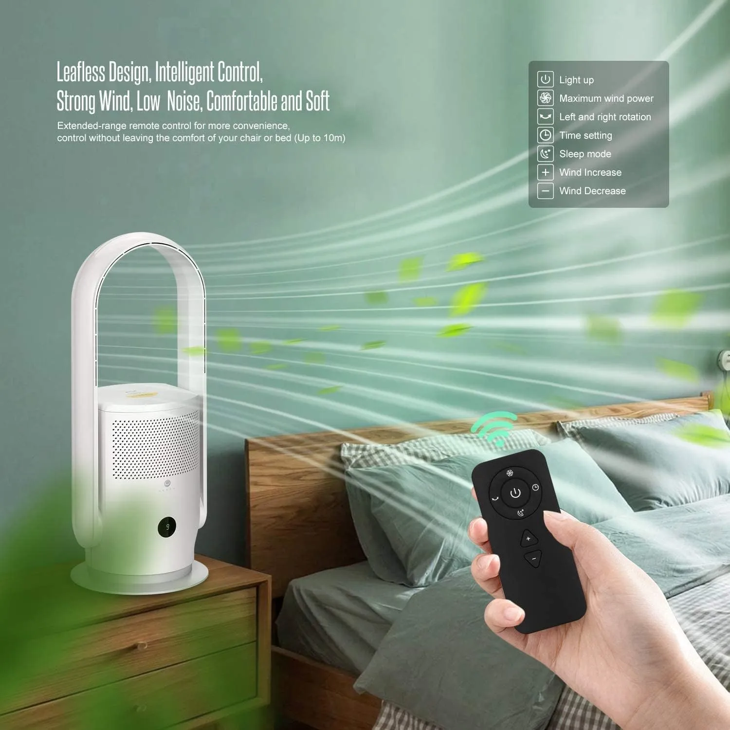 ULTTY Bladeless Tower Fan and Air Purifier in one, 90 Oscillating Bladeless Fan with Remote, Touch, 8H Timer, Floor Fans for Bedroom Whole Room Home Office R021,White