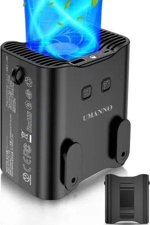 UMANNO Waist Fan 12000mAh Rechargeable,Portable Fan with over 24H Working Time, 9500RPM Strong Airflow Wearable Belt Fan Personal Waist Clip Fan for Clothes Shirt Farm Work Hiking (Black, Medium) Waist-mounted portable fan for outdoor use
