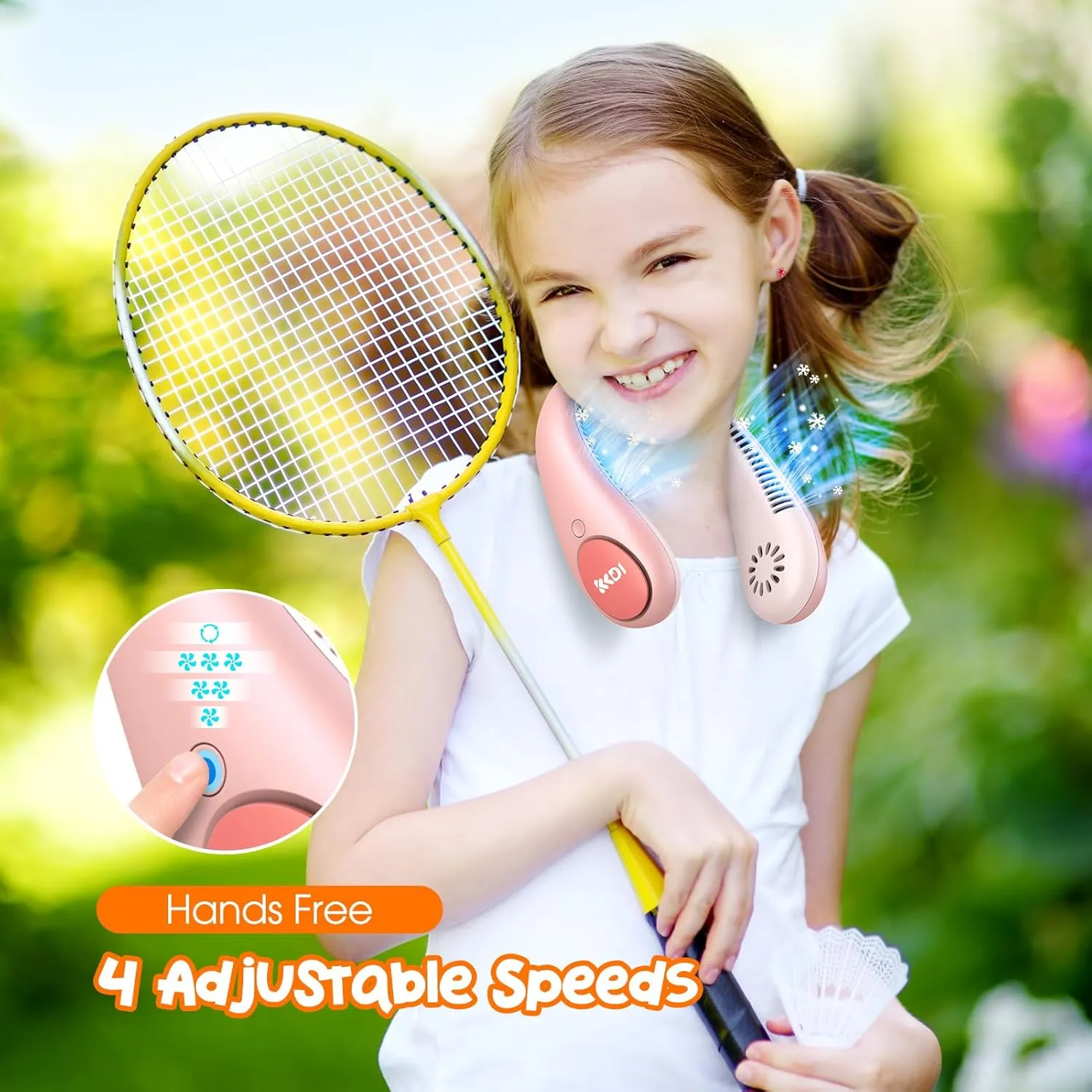 Unicorn Kids Neck Fan, Safe Bladeless Fan with Unicorn Sticker, Hands-free Portable Rechargeable Cooling Fan, 2600mAh Personal Fans for 4-14Y Girls, 4 Speeds, Lightweight, Summer Gifts for Kids