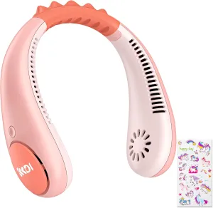 Unicorn Kids Neck Fan, Safe Bladeless Fan with Unicorn Sticker, Hands-free Portable Rechargeable Cooling Fan, 2600mAh Personal Fans for 4-14Y Girls, 4 Speeds, Lightweight, Summer Gifts for Kids Neck fan for hands-free comfort