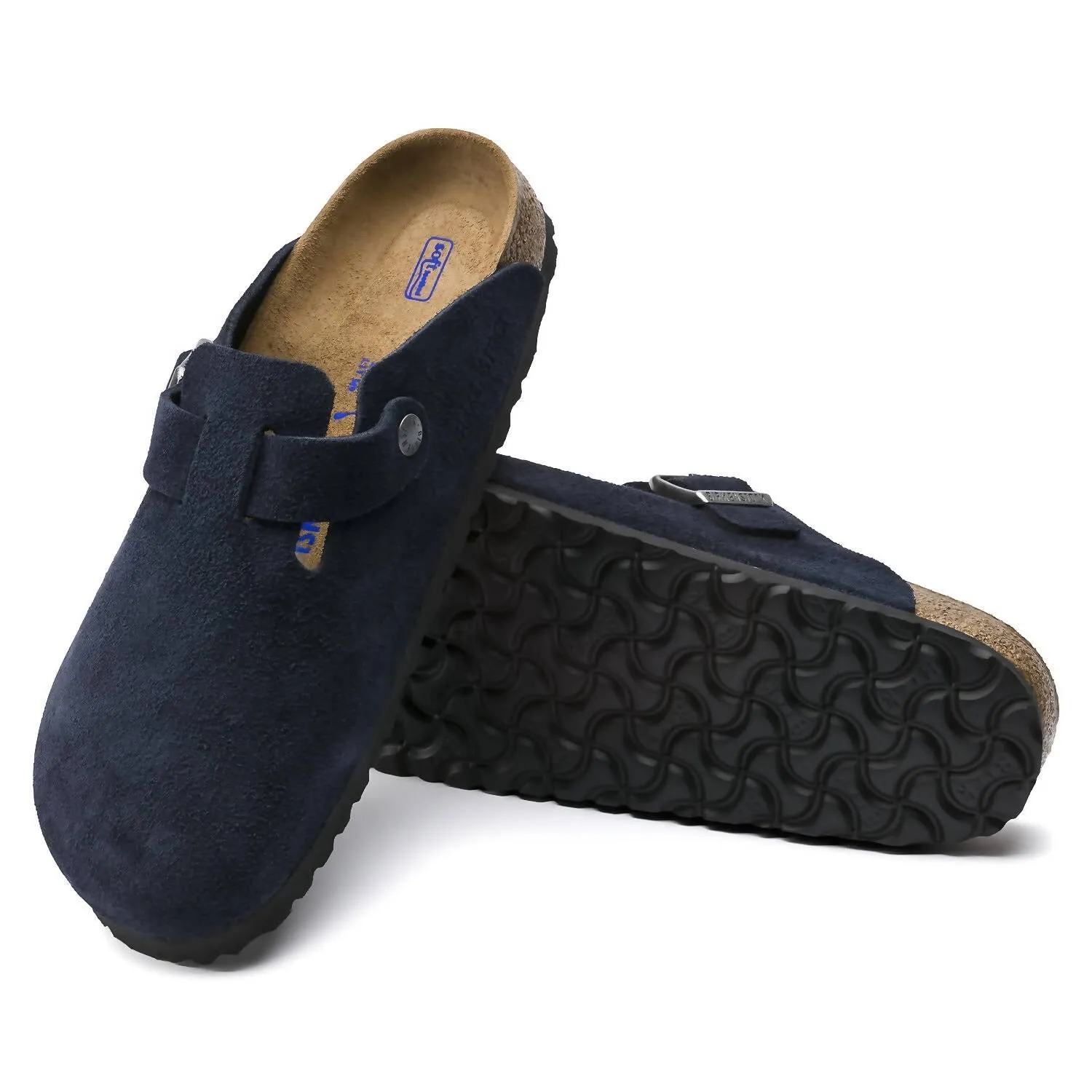 Unisex Boston Suede Leather Soft Footbed Clog Shoes - Regular Fit In Night