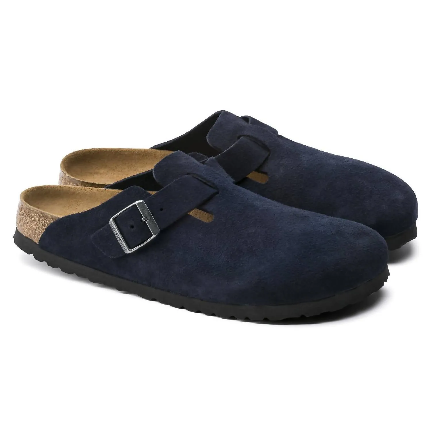 Unisex Boston Suede Leather Soft Footbed Clog Shoes - Regular Fit In Night