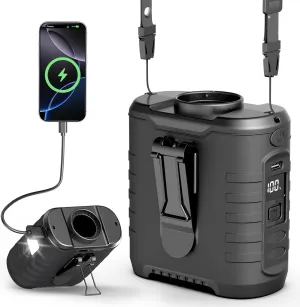 Upgraded Portable Waist Fan & Neck Fan, Up to 40H Runtime, 10000mAh Rechargeable Clip-On Belt Fan with 5-Speed 16000 RPM Turbo Airflow, Personal Wearable Fan for Outdoor Work, Camping, Travel - Black Neck fan for hands-free comfort