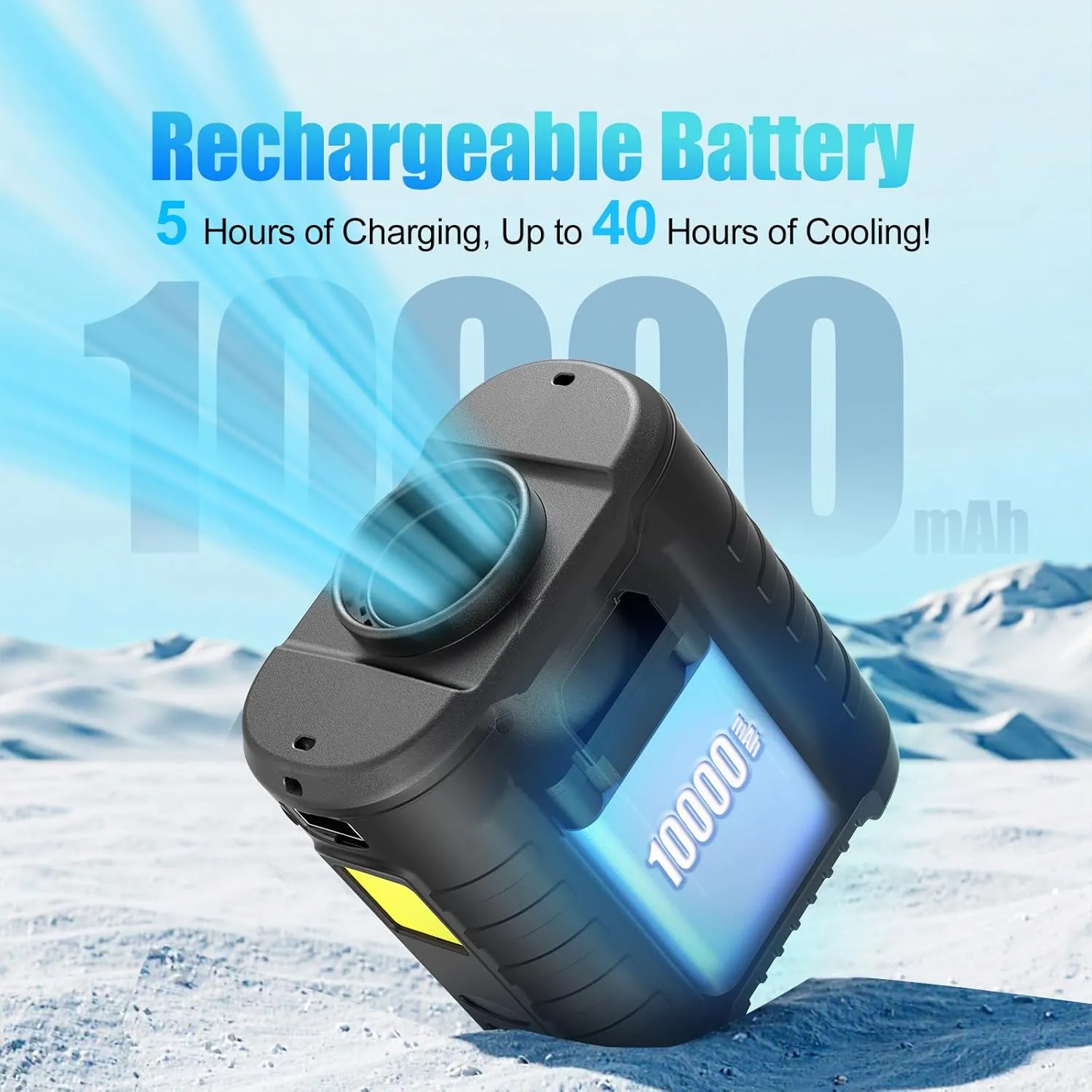 Upgraded Portable Waist Fan & Neck Fan, Up to 40H Runtime, 10000mAh Rechargeable Clip-On Belt Fan with 5-Speed 16000 RPM Turbo Airflow, Personal Wearable Fan for Outdoor Work, Camping, Travel - Black
