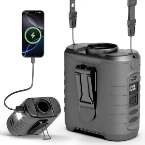 Upgraded Portable Waist Fan & Neck Fan, Up to 40H Runtime, 10000mAh Rechargeable Clip-On Belt Fan with 5-Speed 16000 RPM Turbo Airflow, Personal Wearable Fan for Outdoor Work, Camping, Travel - Gray Neck fan for hands-free comfort
