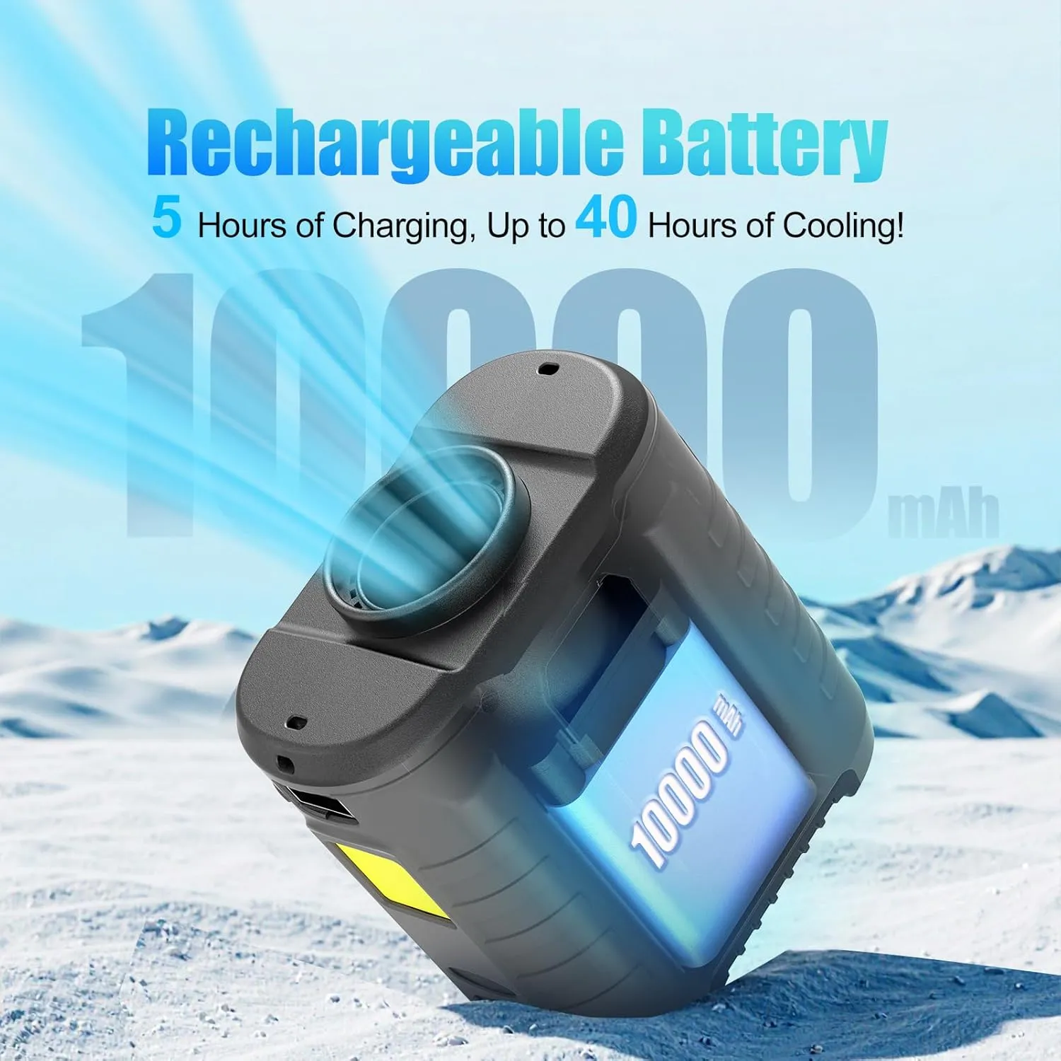 Upgraded Portable Waist Fan & Neck Fan, Up to 40H Runtime, 10000mAh Rechargeable Clip-On Belt Fan with 5-Speed 16000 RPM Turbo Airflow, Personal Wearable Fan for Outdoor Work, Camping, Travel - Gray