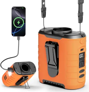 Upgraded Portable Waist Fan & Neck Fan, Up to 40H Runtime, 10000mAh Rechargeable Clip-On Belt Fan with 5-Speed 16000 RPM Turbo Airflow, Personal Wearable Fan for Outdoor Work, Camping, Travel - Orange Neck fan for hands-free comfort