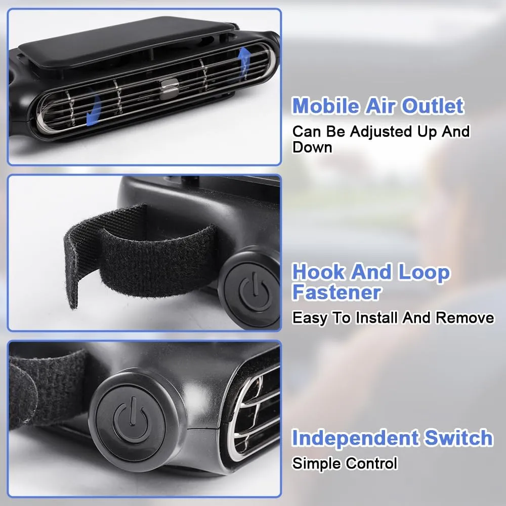 Usb Car Cooling Fans For Backseat, 2025 New Car Fan Kids Baby 3 Speeds Portable Neck Seat Fan, Air Circulation For All Vehicle Jeep Van Truck