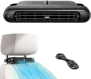 USB Car Cooling Fans for Backseat, Car Fans for Backseat for Kids with Adjustable Speed, Easy USB Charging, Car Fan That Blow Cold Air Front Seat, Ideal for Summer Travel(B black-usb) Rear-mounted fan for childrens safety