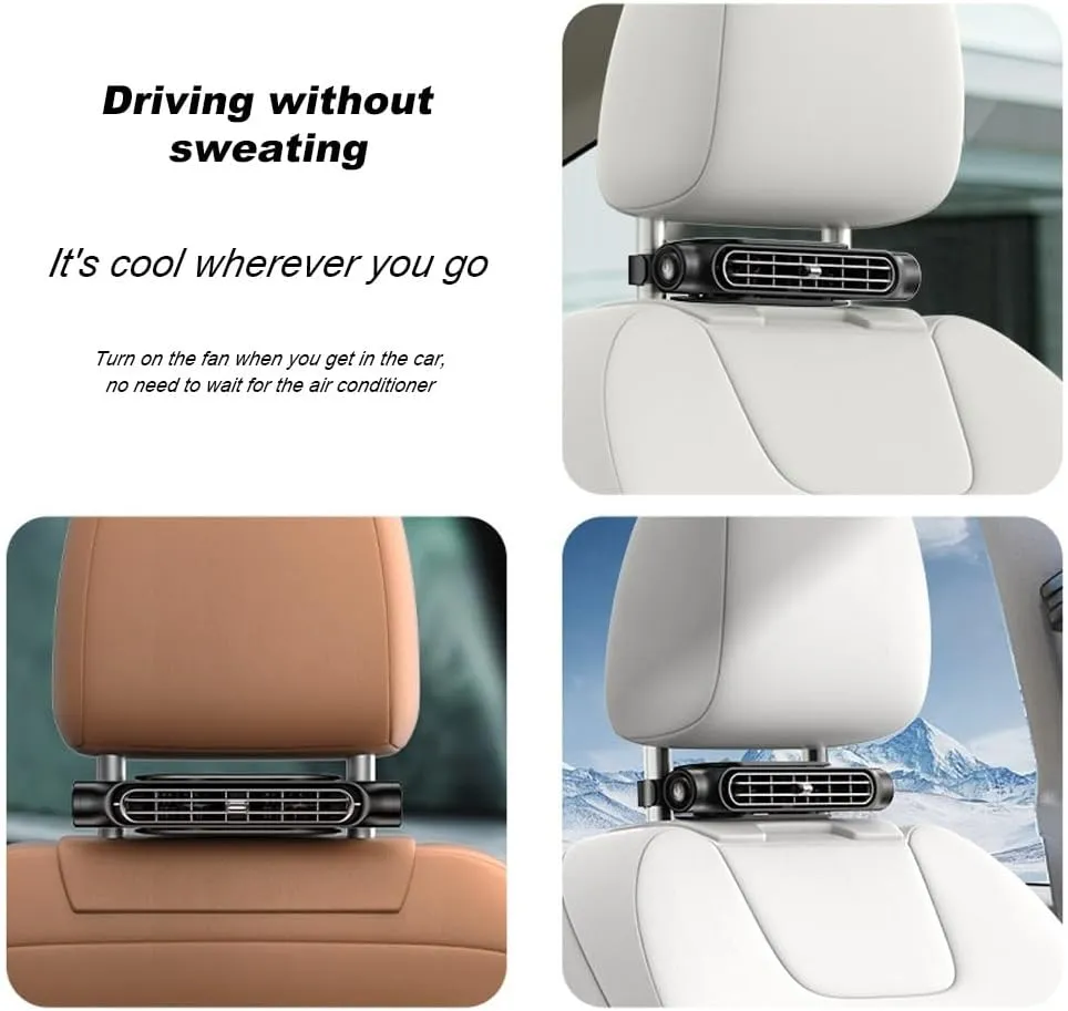 USB Car Cooling Fans for Backseat, Car Fans for Backseat for Kids with Adjustable Speed, Easy USB Charging, Car Fan That Blow Cold Air Front Seat, Ideal for Summer Travel(B black-usb)