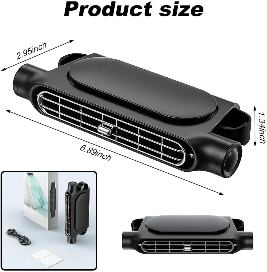 USB Car Cooling Fans for Backseat, Car Fans for Backseat for Kids with Adjustable Speed, Easy USB Charging, Car Fan That Blow Cold Air Front Seat, Ideal for Summer Travel(B black-usb)