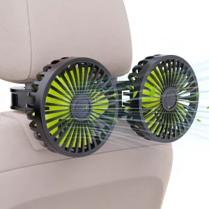 USB Car Cooling Fans for Backseat: Dual Head Car Fan for Kids 3 Speeds 360 Rotatable Vehicle Rear Headrest Fans 5V Powerful Electric Air Circulation Fan for Sedan SUV RV Truck (USB Plug) 360-degree rotating fan for home use