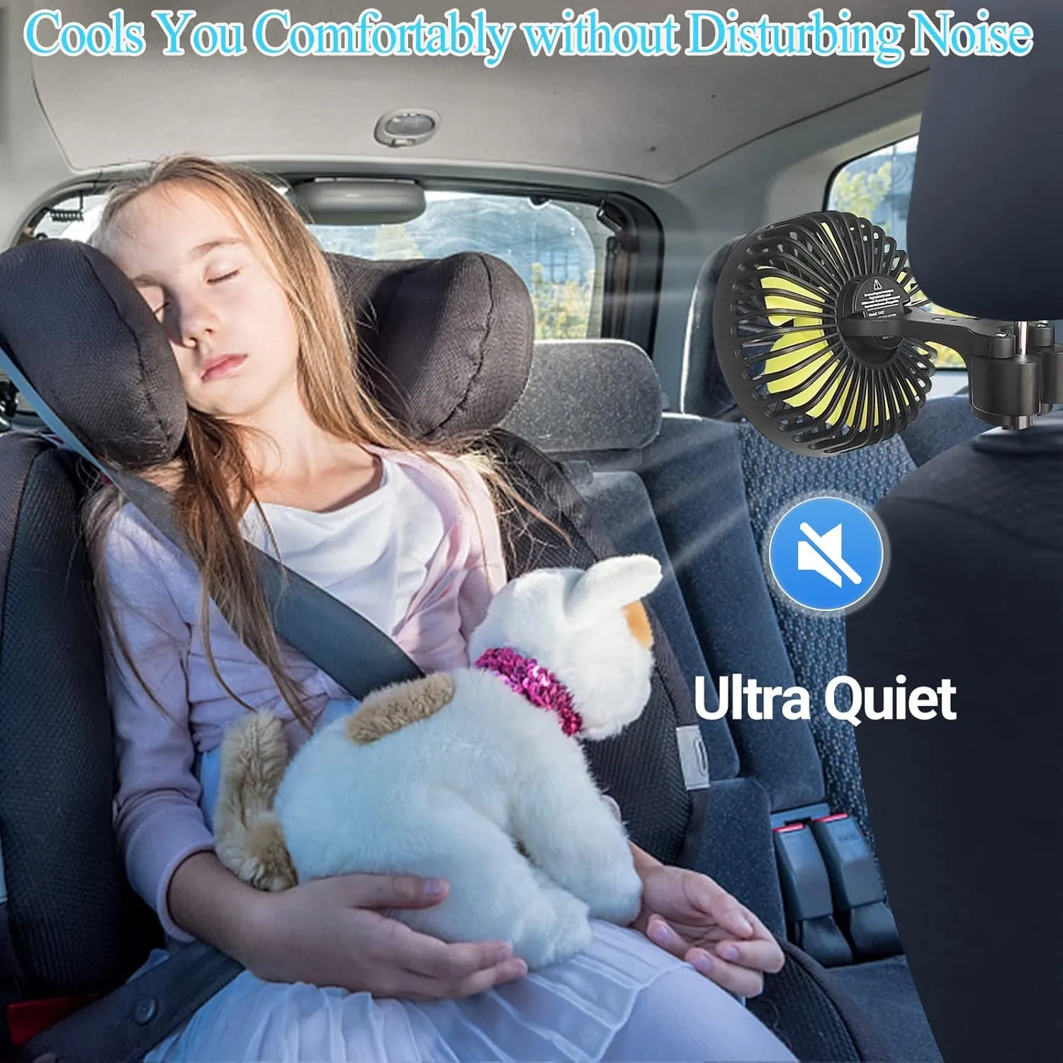 USB Car Seat Fans for Backseat Baby, Electric 5V USB Car Cooling Fan for Car Rear Seat Baby Kids Passengers(USB Powered Only, No Battery)