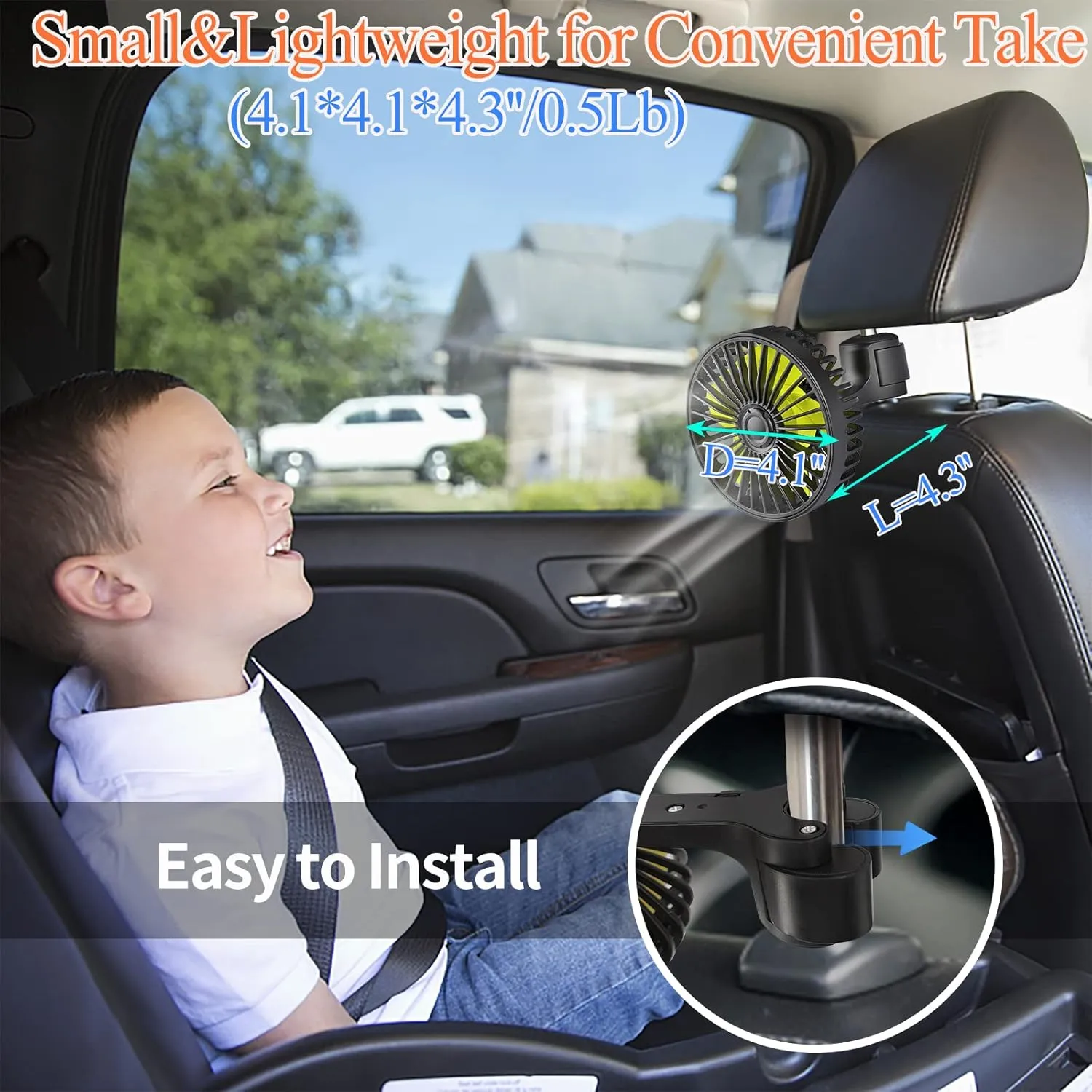 USB Car Seat Fans for Backseat Baby, Electric 5V USB Car Cooling Fan for Car Rear Seat Baby Kids Passengers(USB Powered Only, No Battery)