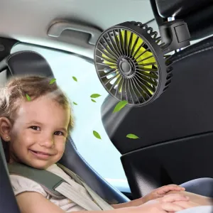 USB Car Seat Fans for Backseat Baby, Electric 5V USB Car Cooling Fan for Car Rear Seat Baby Kids Passengers(USB Powered Only, No Battery) Solar-powered car fan for ventilation