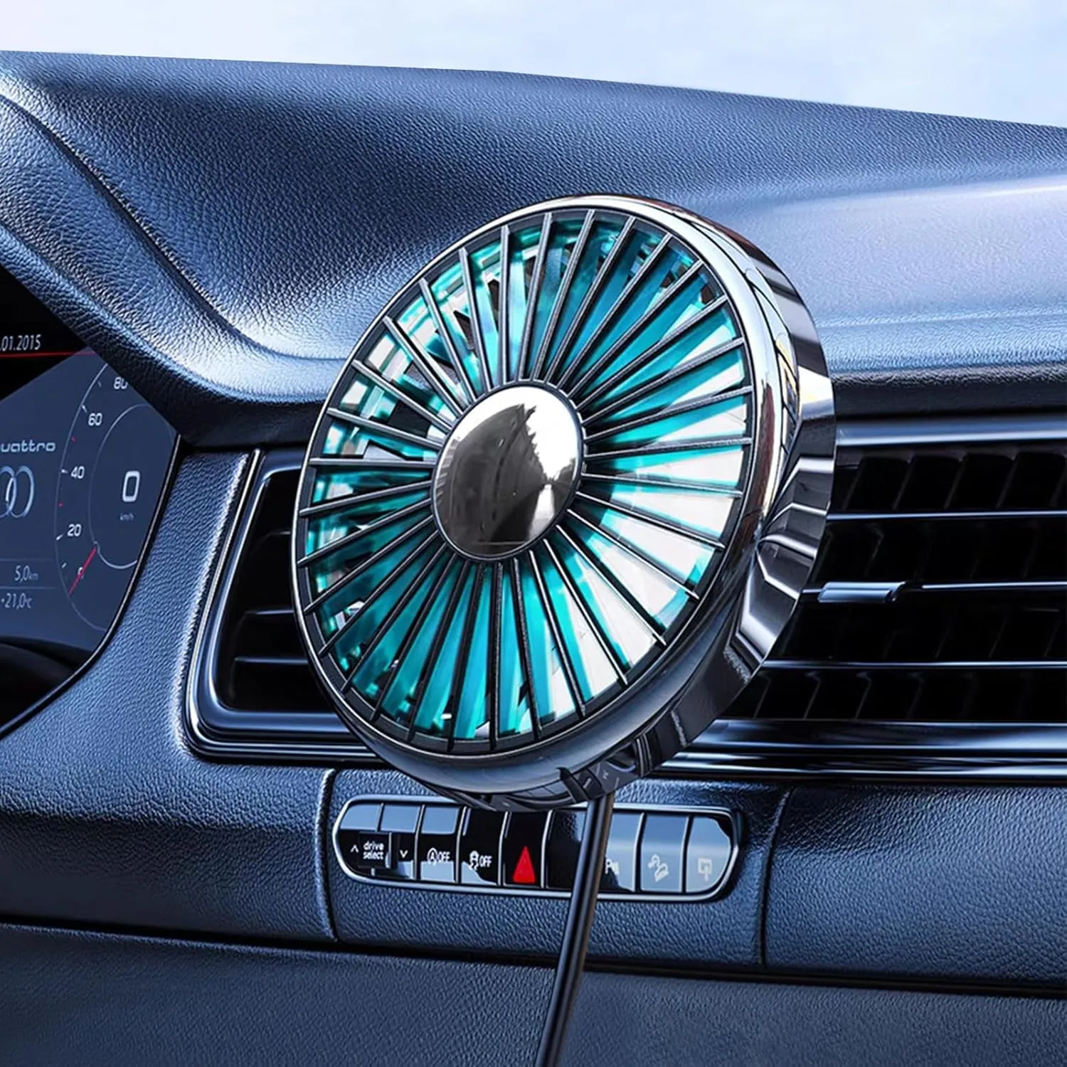 Usb Car Vent Fan for Air Vents Mounted with Colorful Light, 360 Rotatable Clip Fans That Blow Cold Air, Small Cooler Mini Fan Silent, Air Vent Booster for Vehicle, Van, Truck, Suv, Rv Solar-powered car fan for ventilation