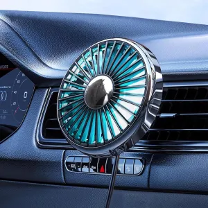 Usb Car Vent Fan for Air Vents Mounted with Colorful Light, 360 Rotatable Clip Fans That Blow Cold Air, Small Cooler Mini Fan Silent, Air Vent Booster for Vehicle, Van, Truck, Suv, Rv Solar-powered car fan for ventilation
