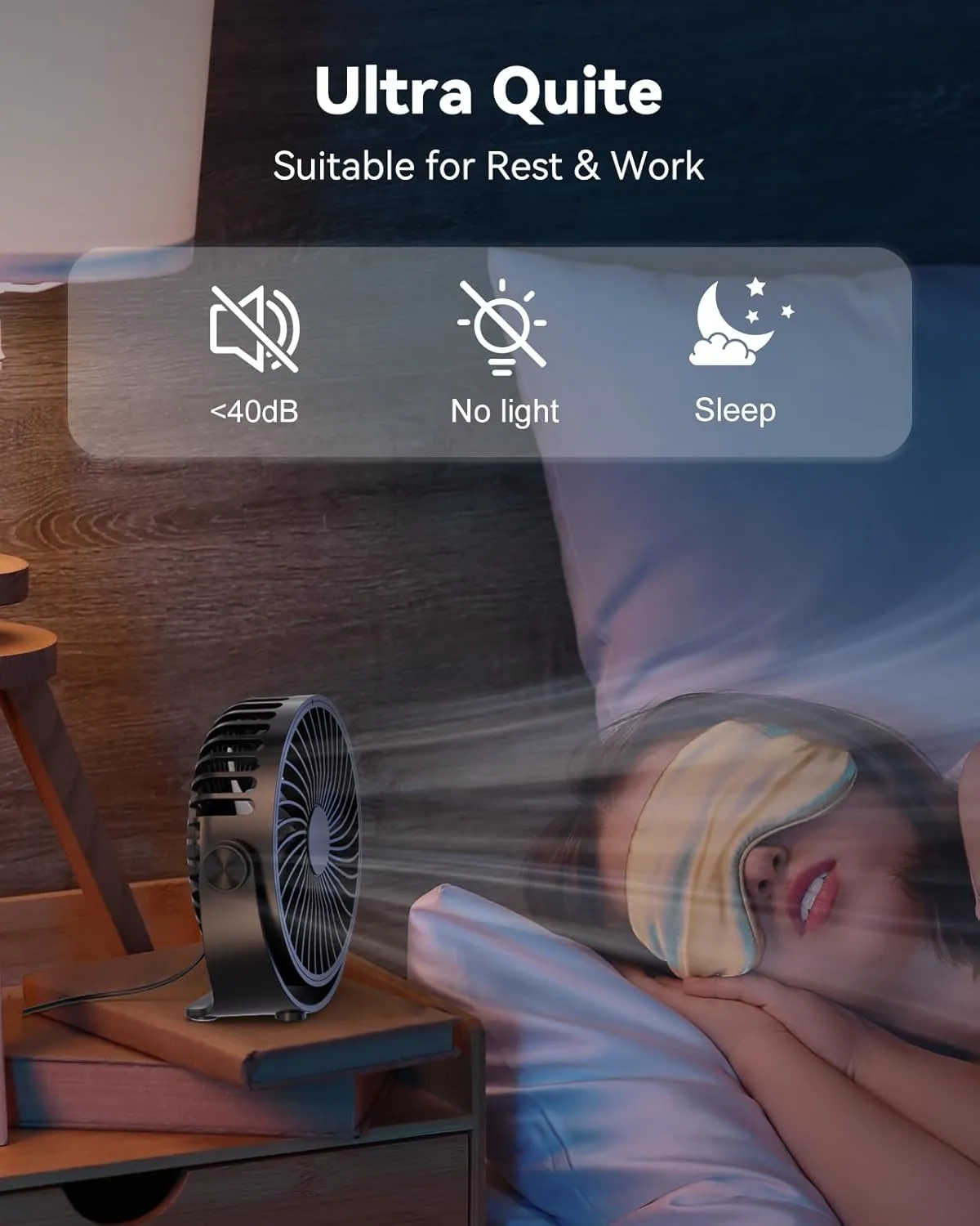 USB Desk Fan, 5 Inch Mini Portable, 3 Speeds Strong Airflow Personal Desktop, Detachable Cooling Fan 360 Rotation Quiet Small Fan for Desk Home Office Travel Car, Black, 5ft Cable