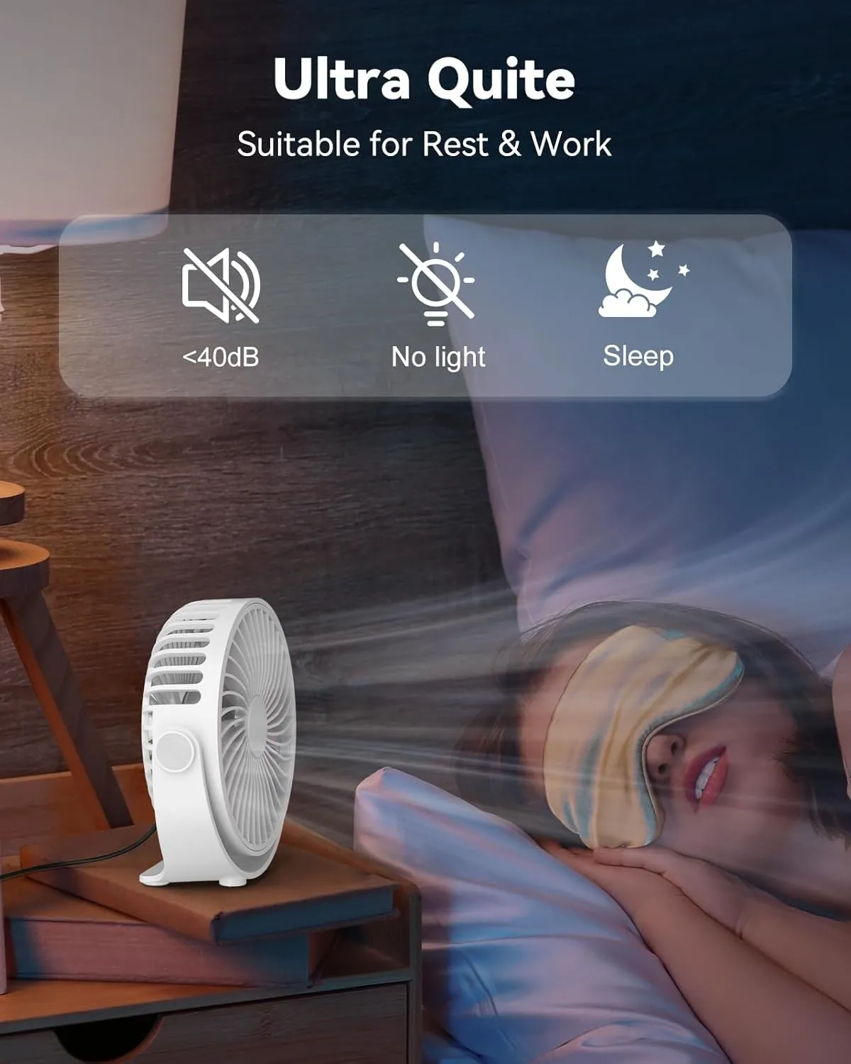 USB Desk Fan, 5 Inch Mini Portable, 3 Speeds Strong Airflow Personal Desktop, Detachable Cooling Fan 360 Rotation Quiet Small Fan for Desk Home Office Travel Car, White, 5ft Cable
