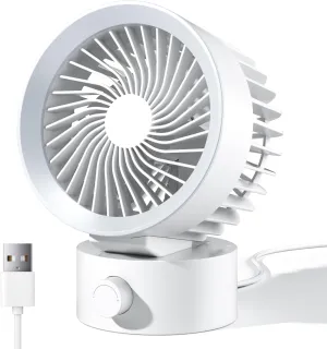 USB Desk Fan, Small Fans for Desktop, Strong Airflow Stepless Adjustable, Ultra Quiet Cooling, Plug In USB Powered, Portable for Home Office Dorm Indoor Laptop PC, White Desktop fan with humidification feature