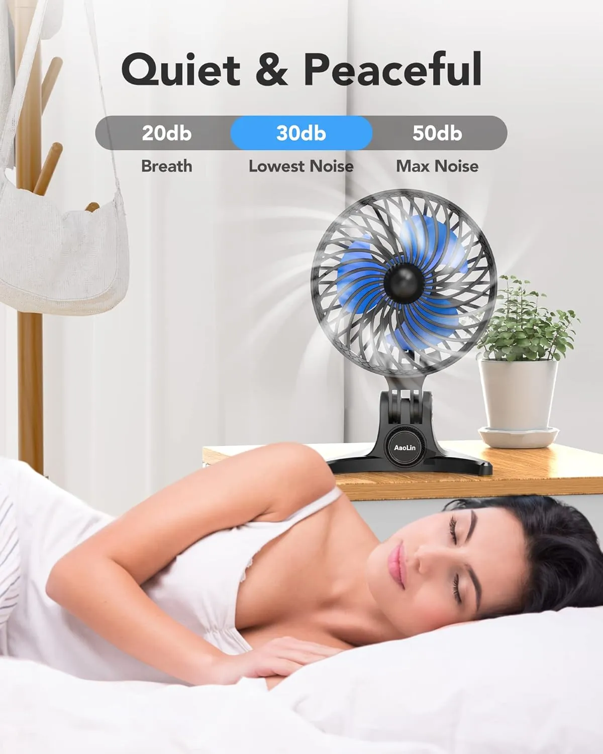 USB Desk Fan, Small Fans with CVT Variable Speeds, Strong Cooling Airflow, Quiet Portable, Desktop Mini Personal Table Fan for Room, Home, Office, Bedroom, Blue Black