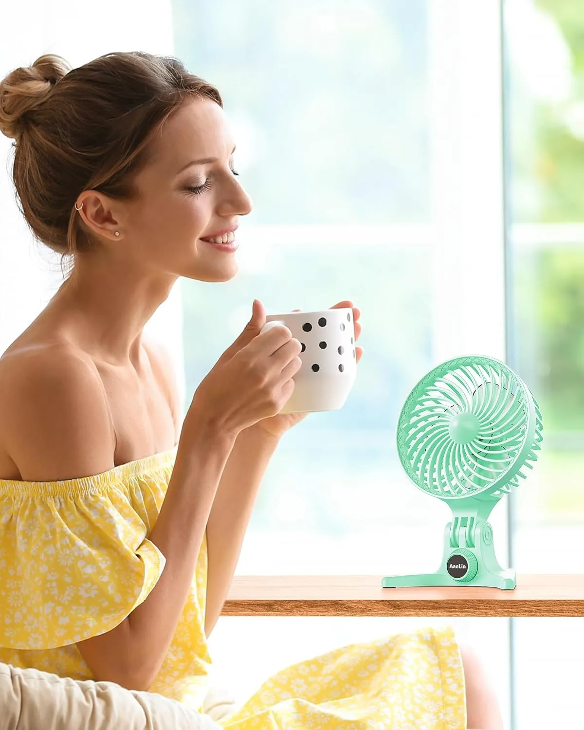 USB Desk Fan, Small Fans with CVT Variable Speeds, Strong Cooling Airflow, Quiet Portable, Desktop Mini Personal Table Fan for Room, Home, Office, Bedroom, Green