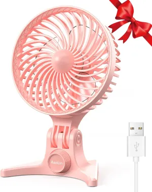 USB Desk Fan, Small Fans with CVT Variable Speeds, Strong Cooling Airflow, Quiet Portable, Desktop Mini Personal Table Fan for Room, Home,Office, Bedroom, Pink USB desktop fan for workspace