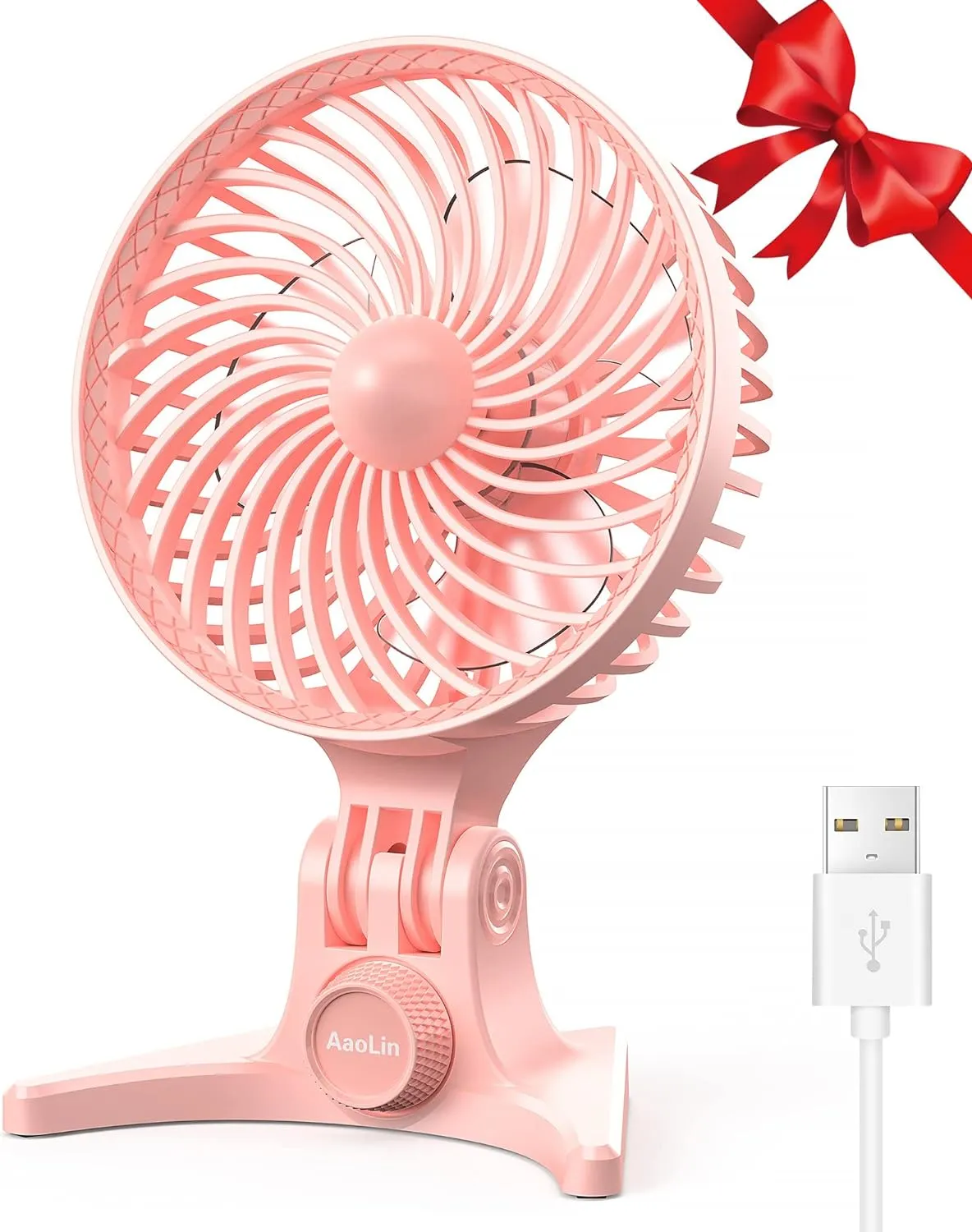 USB Desk Fan, Small Fans with CVT Variable Speeds, Strong Cooling Airflow, Quiet Portable, Desktop Mini Personal Table Fan for Room, Home,Office, Bedroom, Pink USB desktop fan for workspace