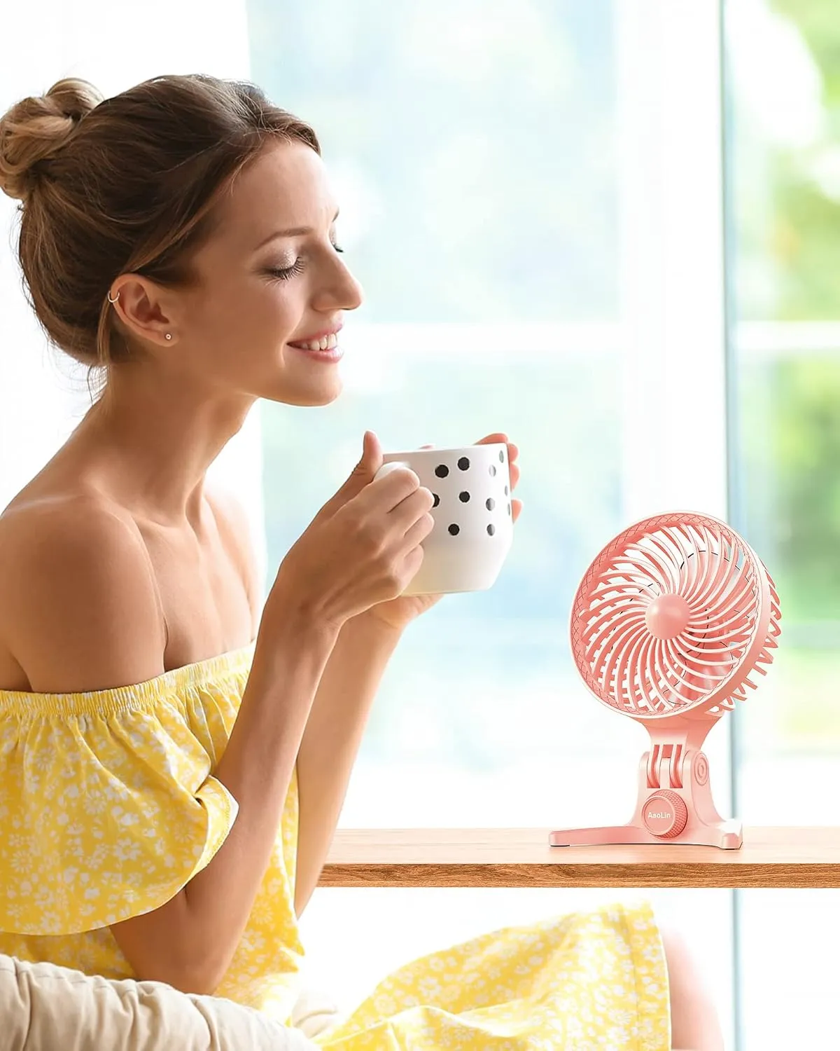 USB Desk Fan, Small Fans with CVT Variable Speeds, Strong Cooling Airflow, Quiet Portable, Desktop Mini Personal Table Fan for Room, Home,Office, Bedroom, Pink