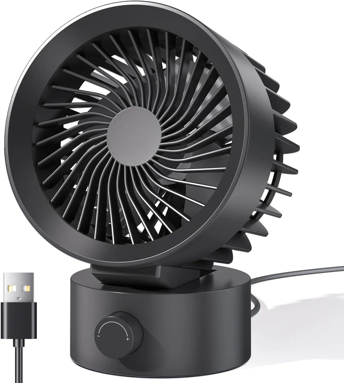 USB Desk Fan Small Quiet, Stepless Speed Flexible Adjust Mini Fans for Home Office Dorm Desktop, Portable Travel Fan Personal Cooling, Plug In USB Powered, Black Desktop fan with humidification feature