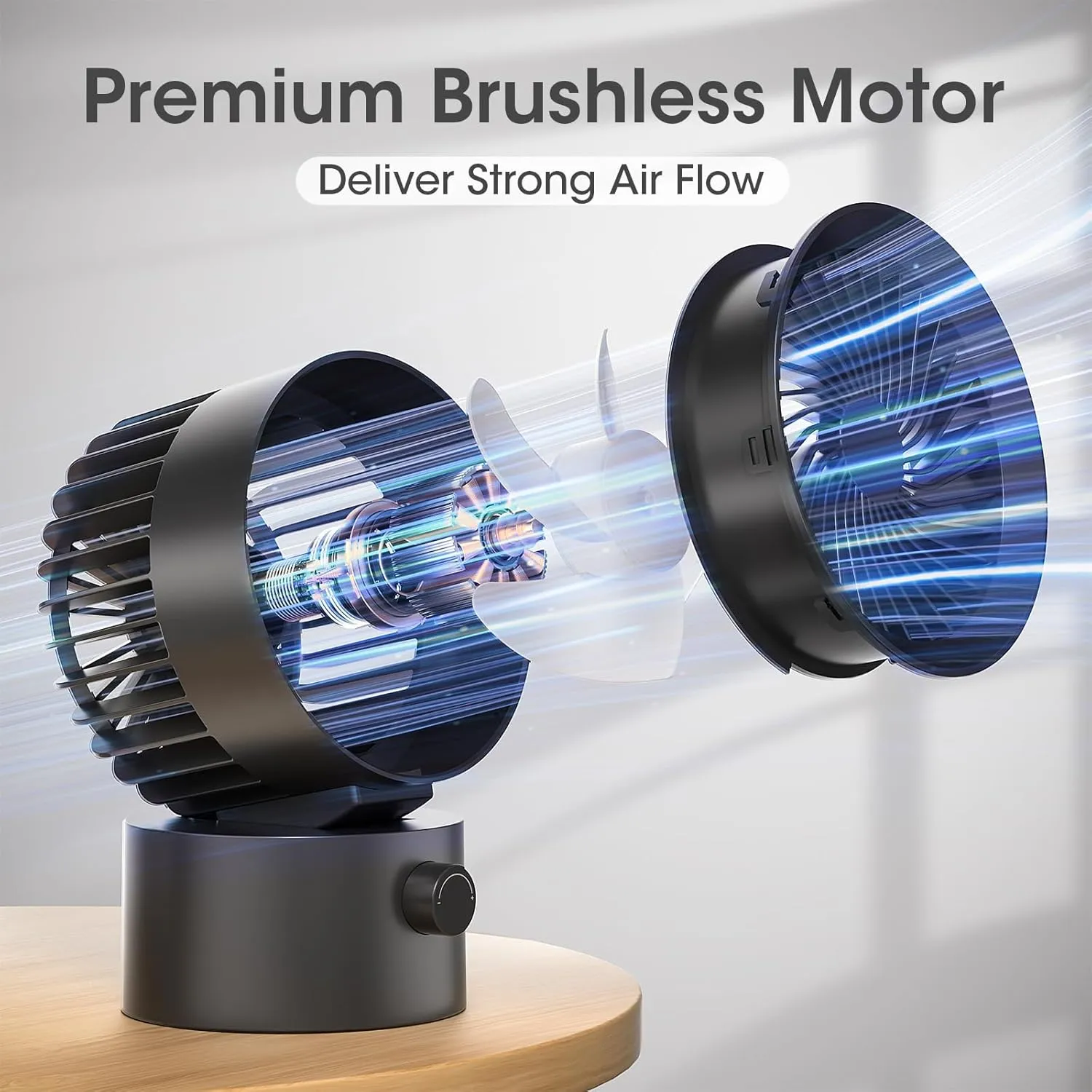 USB Desk Fan Small Quiet, Stepless Speed Flexible Adjust Mini Fans for Home Office Dorm Desktop, Portable Travel Fan Personal Cooling, Plug In USB Powered, Black