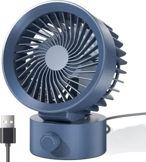 USB Desk Fan Small Quiet, Stepless Speed Flexible Adjust Mini Fans for Home Office Dorm Desktop, Portable Travel Fan Personal Cooling, Plug In USB Powered, Blue USB desktop fan for workspace