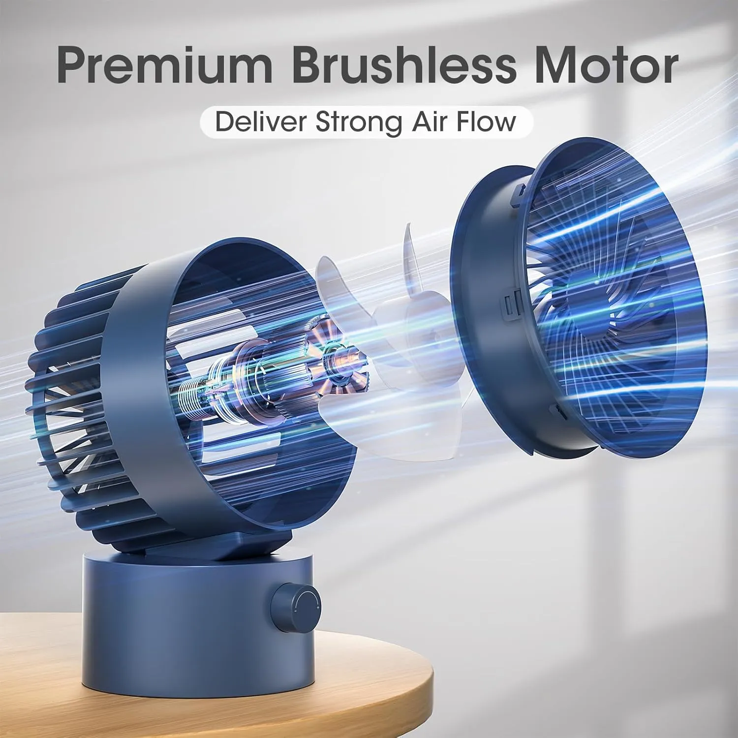 USB Desk Fan Small Quiet, Stepless Speed Flexible Adjust Mini Fans for Home Office Dorm Desktop, Portable Travel Fan Personal Cooling, Plug In USB Powered, Blue