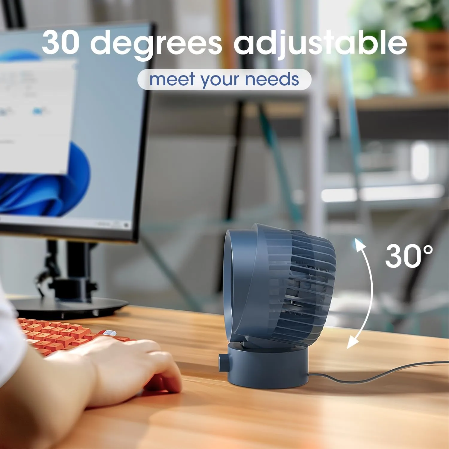 USB Desk Fan Small Quiet, Stepless Speed Flexible Adjust Mini Fans for Home Office Dorm Desktop, Portable Travel Fan Personal Cooling, Plug In USB Powered, Blue