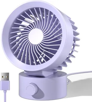 USB Desk Fan Small Quiet, Stepless Speed Mini Fans for Home Office Dorm Desktop, Portable Travel Personal Cooling, Plug In USB Powered, Purple Desktop fan with humidification feature
