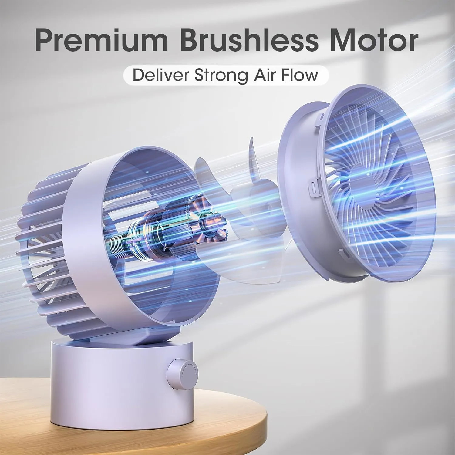 USB Desk Fan Small Quiet, Stepless Speed Mini Fans for Home Office Dorm Desktop, Portable Travel Personal Cooling, Plug In USB Powered, Purple