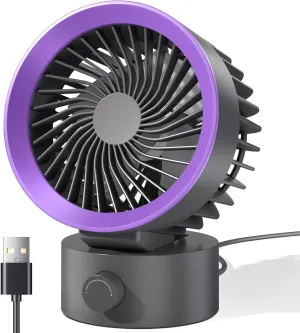 USB Desk Fan Small Quiet, Stepless Speeds Powerful Wind Mini Desktop Fan for Home Office Dorm Room, Personal Cooling Fan USB Powered, Compact Size Easy for Travel, Gray Purple Desktop fan with humidification feature