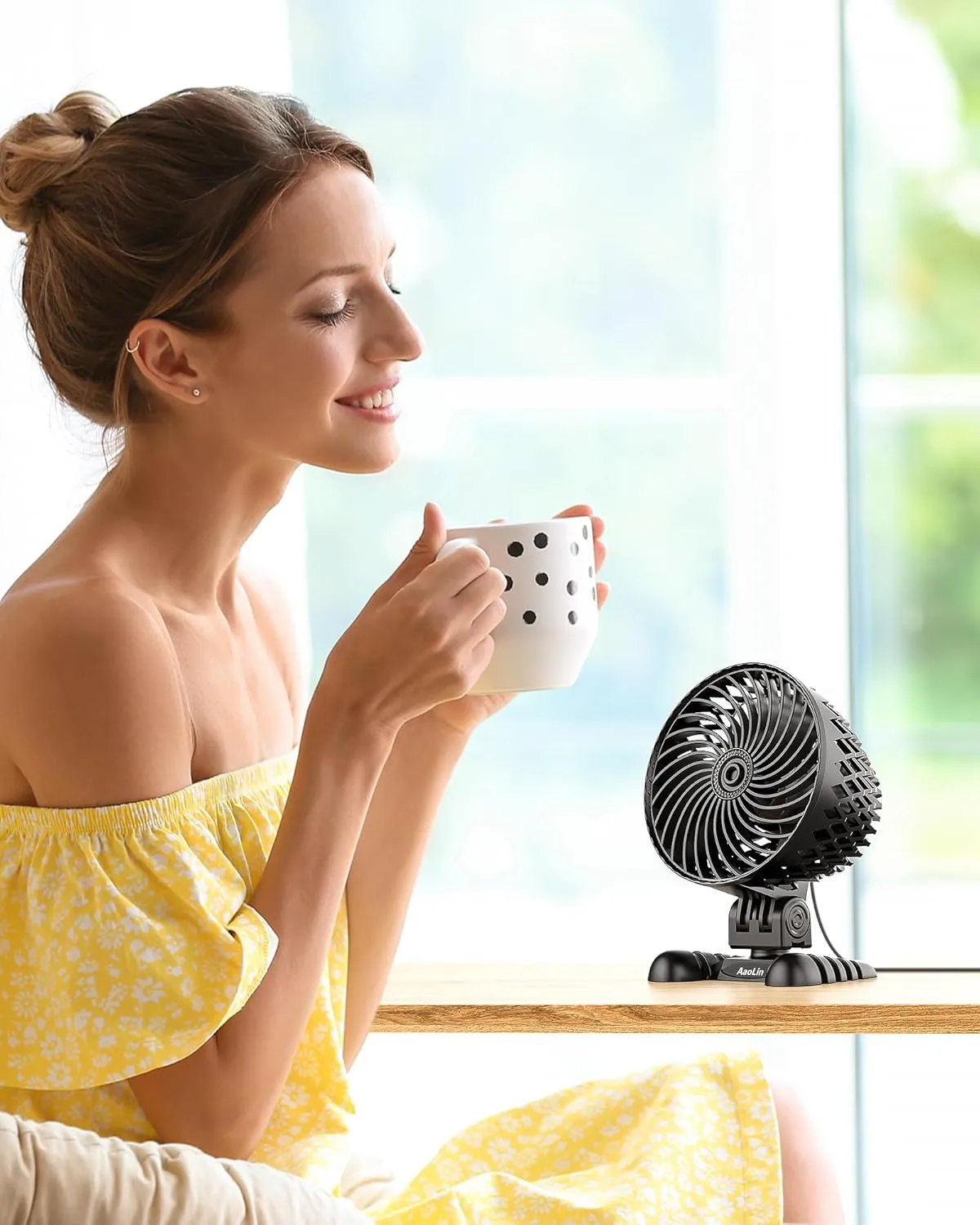 USB Desk Fan, Table Fan with CVT Variable Speeds, Quiet Portable, Desktop Mini Personal Fan for Room, Home, Office (Black-02)