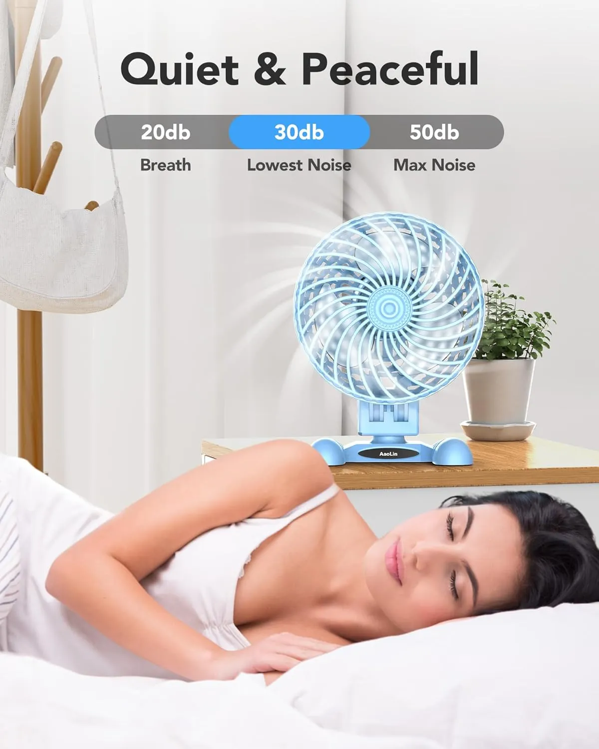 USB Desk Fan, Table Fan with CVT Variable Speeds, Quiet Portable, Desktop Mini Personal Fan for Room, Home, Office Blue